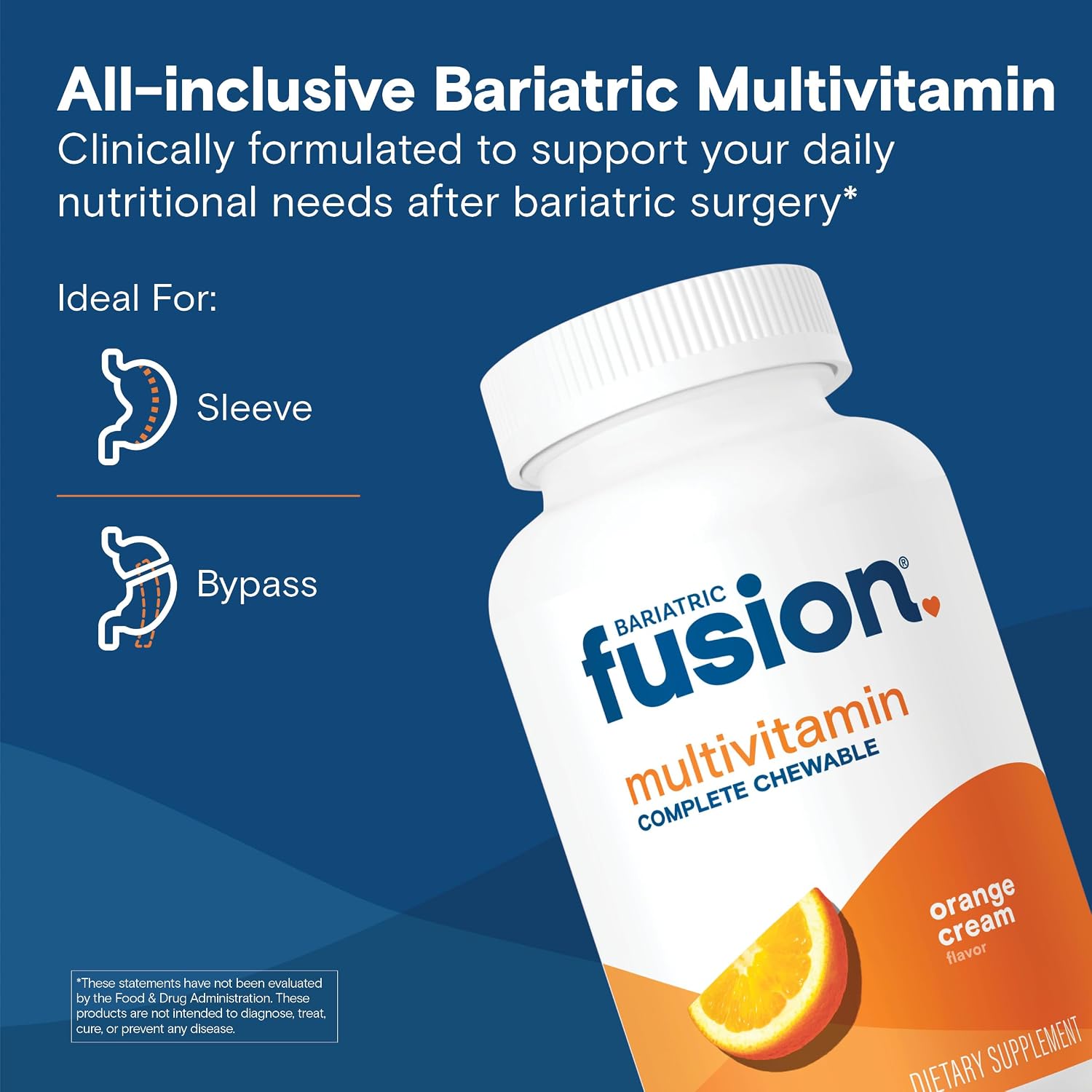 Bariatric Fusion Orange Cream Flavoured Complete Chewable Bariatric Multivitamin with Iron - 120 Tablets - görsel 2