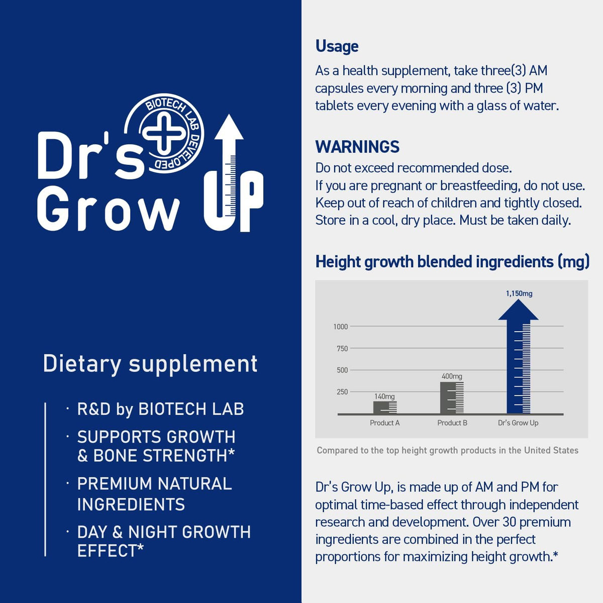 BONE SCIENCE Dr’s Grow UP AM & PM Bone and Growth for Kids and Teens, Day and Night System - görsel 4