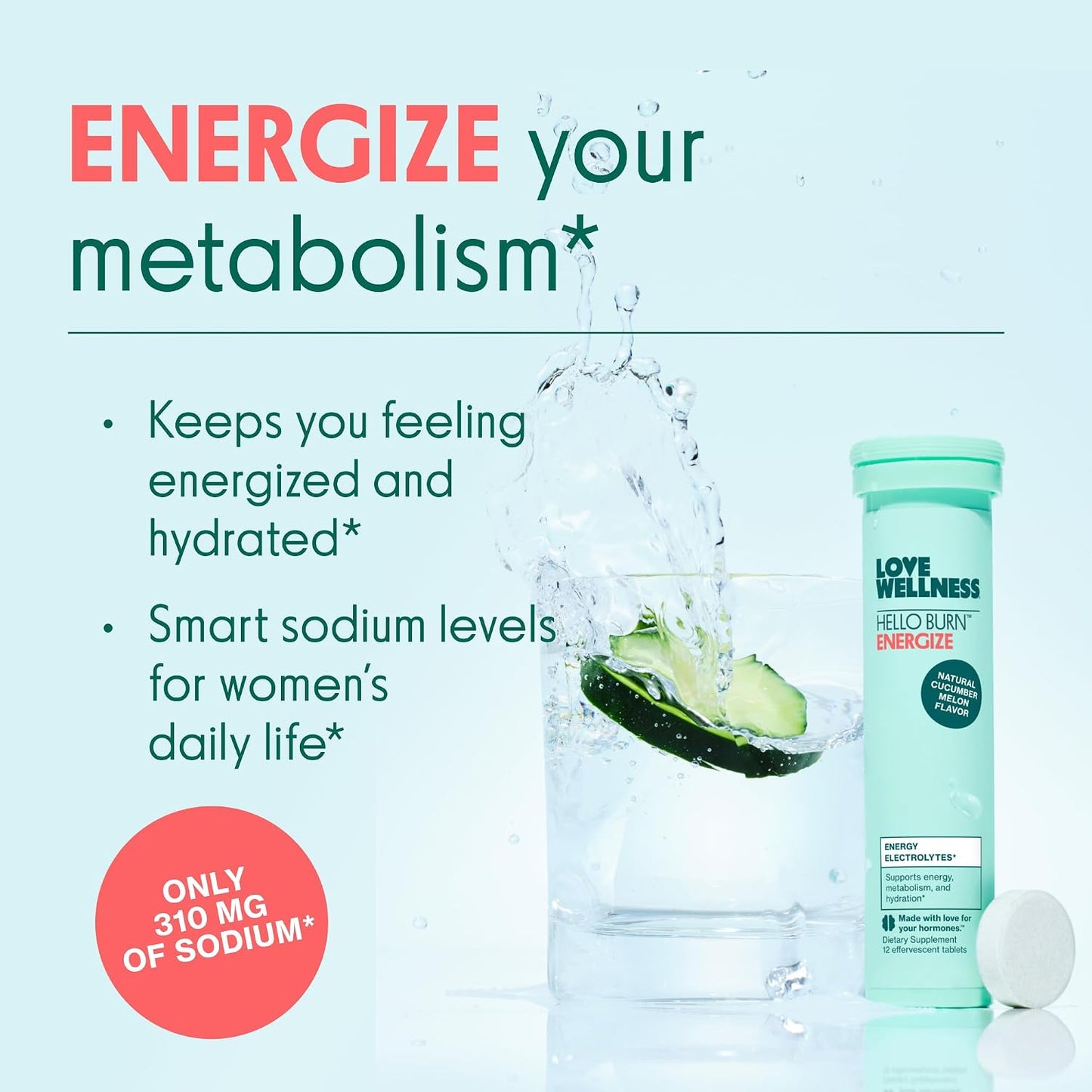 Love Wellness Hello Burn Energise | Electrolytes to Support Healthy Metabolism | Sustained Energy Source with B Vitamins | 12 Tablets - görsel 2
