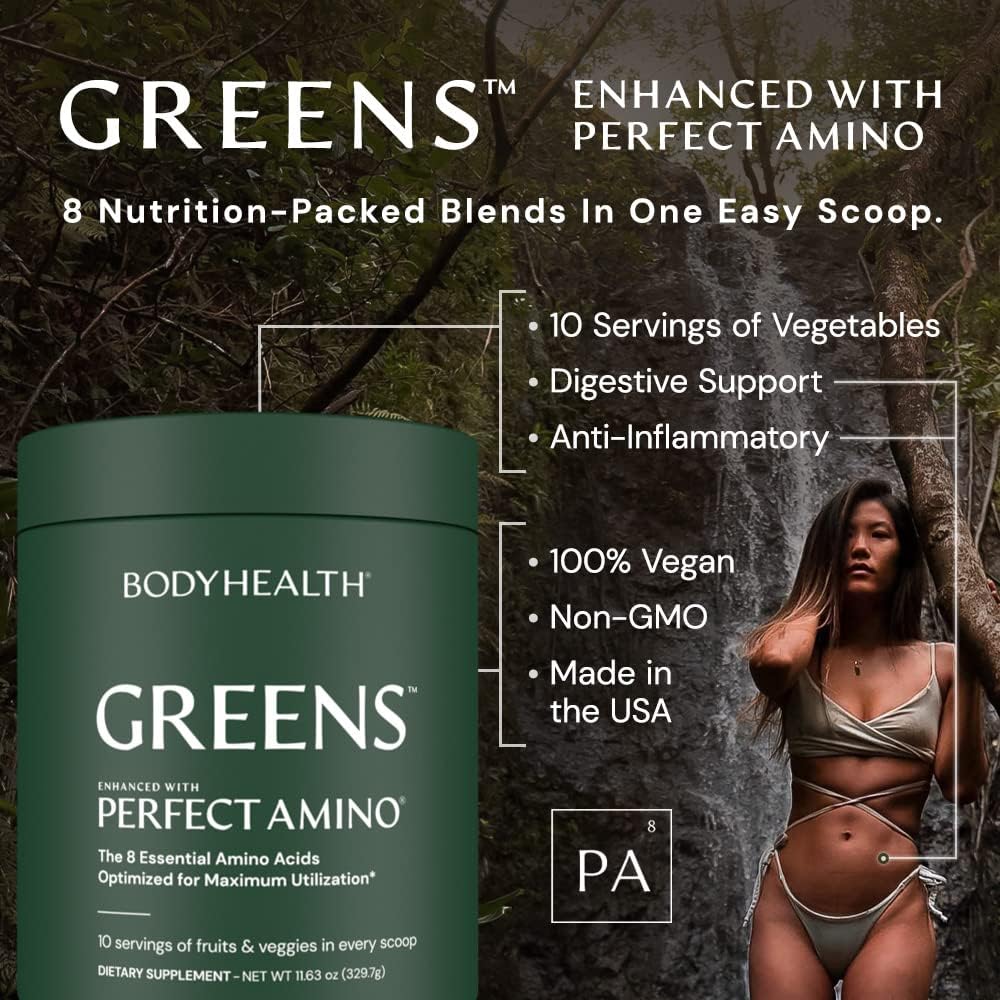 BodyHealth Perfect Greens Formula - Superfood Green Apple Smoothie Powder (30 Servings) - görsel 5