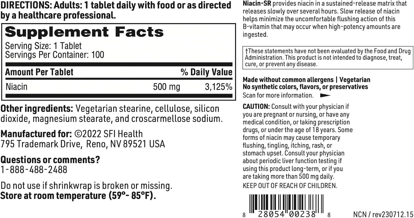 Klaire Labs Niacin-SR – 500 mg Sustained Release Niacin (Vitamin B3) – 100 Scored Tablets - görsel 5