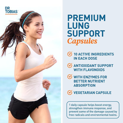 Dr. Tobias Lung Support Supplement – Lung Health with Vitamin C, Butterbur, Quercetin and Bromelain (60 Capsules)