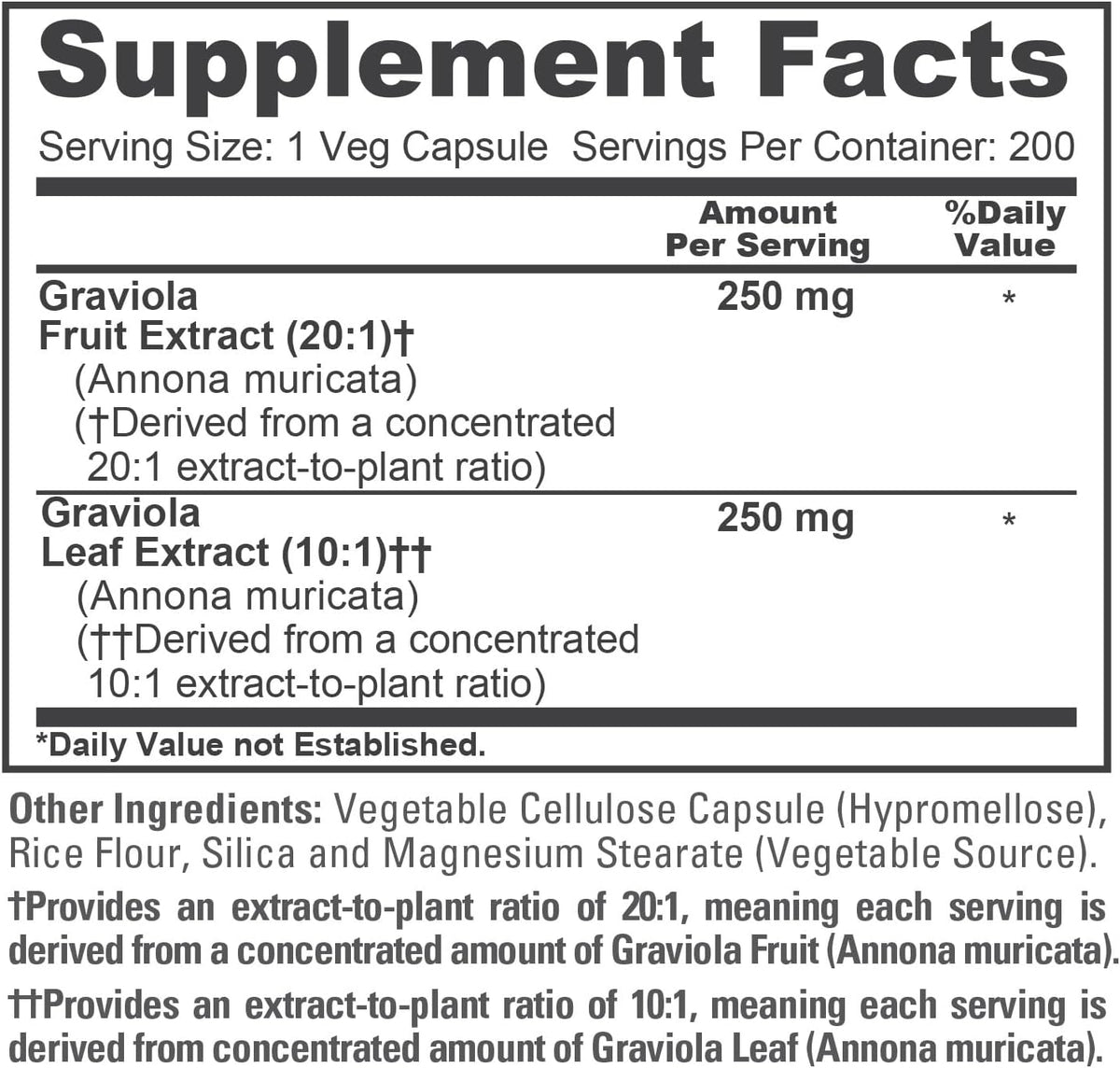 NusaPure Graviola Capsules, 500 mg, 200 Vegetable Capsules (Non-GMO, Vegan) - görsel 4