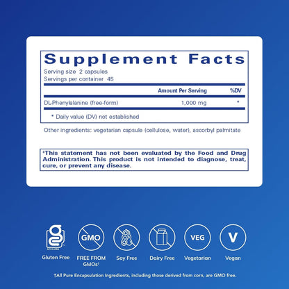 Pure Encapsulations DL-Phenylalanine | Amino Acid Supplement for Memory, Focus, Joints, and Cognitive Support | 90 Capsules