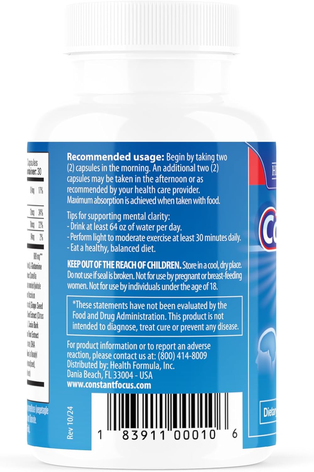 Constant Focus Brain Booster - Natural Herbal Brain Health Supplement for Focus, Memory & Mental Clarity (60 Tablets) - görsel 2