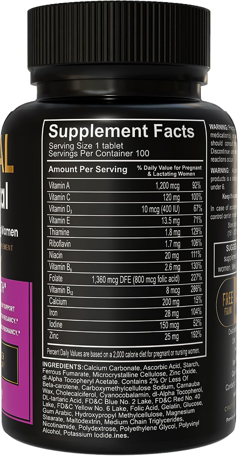 LUAL Prenatal Multivitamin with Folic Acid & Iron | 100 Tablets - görsel 2