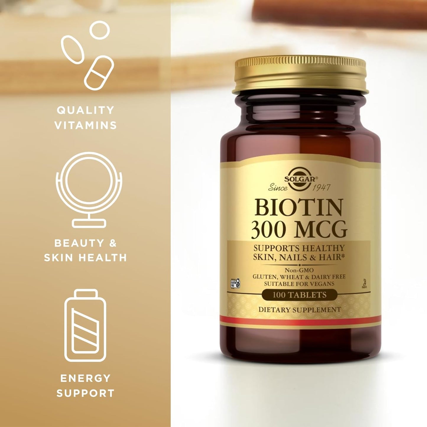 Solgar Biotin 300 mcg, 100 Tablets - görsel 4