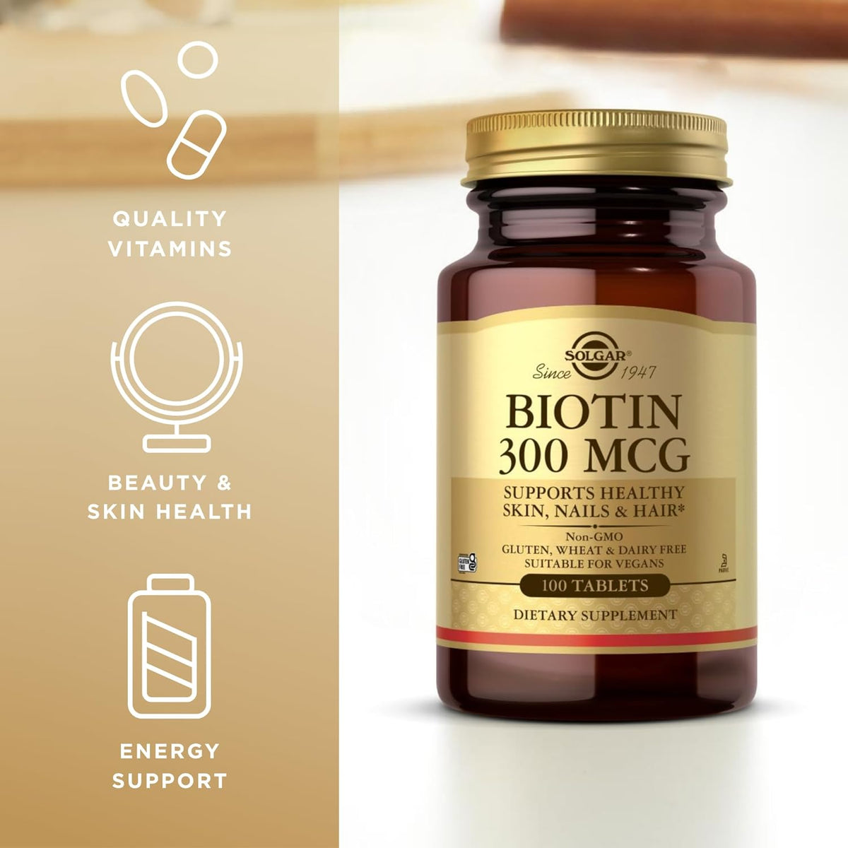 Solgar Biotin 300 mcg, 100 Tablets - görsel 4