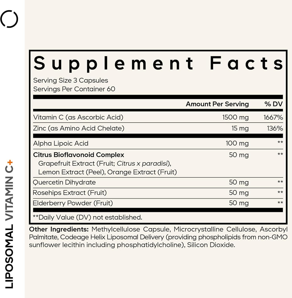 Codeage Liposomal Vitamin C 1500mg with Zinc, Elderberry, Citrus Bioflavonoids and Quercetin - 180 Capsules - görsel 2