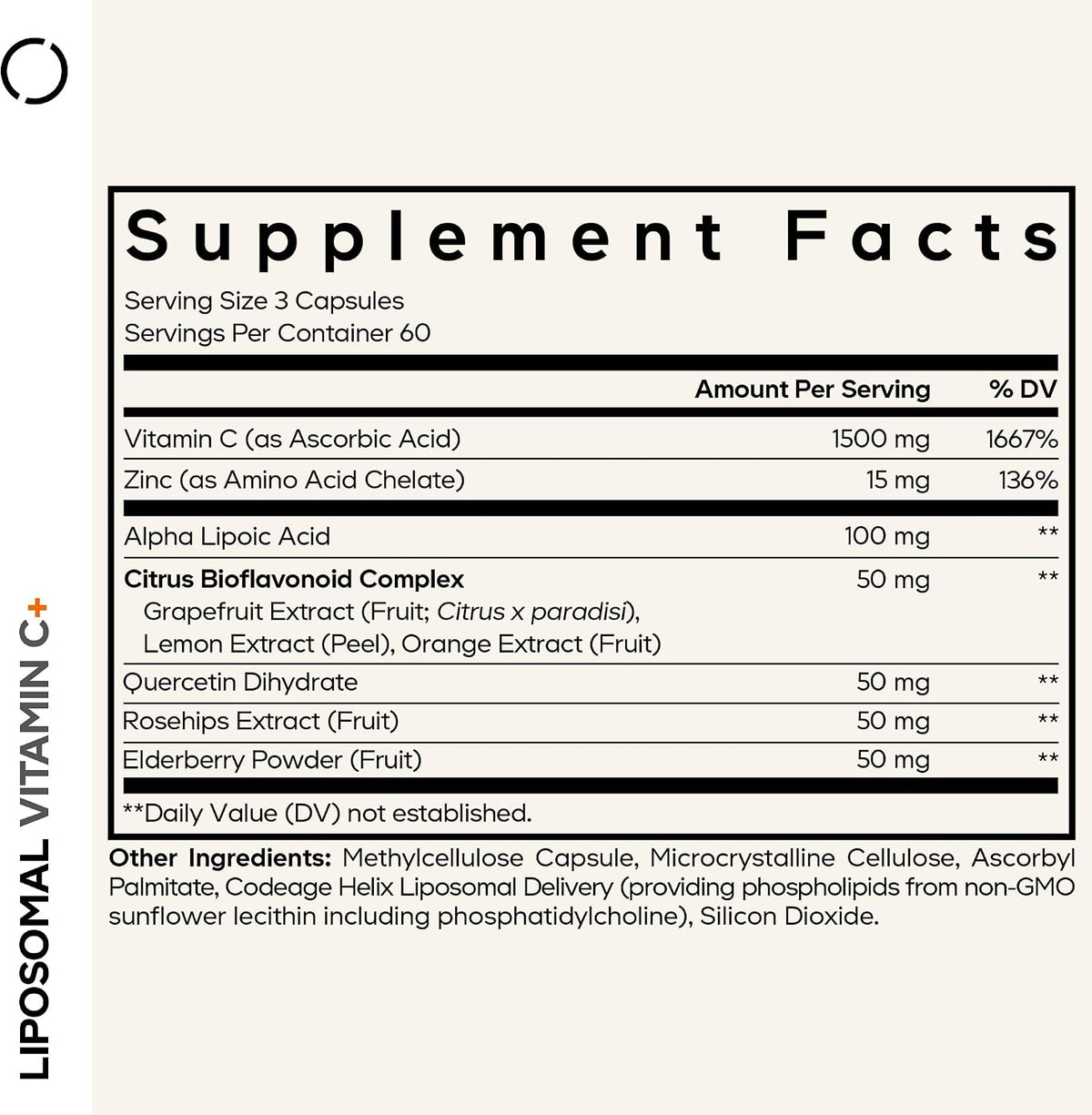 Codeage Liposomal Vitamin C 1500mg with Zinc, Elderberry, Citrus Bioflavonoids, Quercetin & Rose Hips – Vegan Supplement, Non-GMO, Pack of 2 - görsel 2