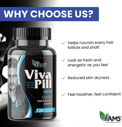 America Medic & Science VivaPill for Men – Hair, Skin & Nails Food Supplement with Biotin, Collagen & Keratin (120 Capsules)