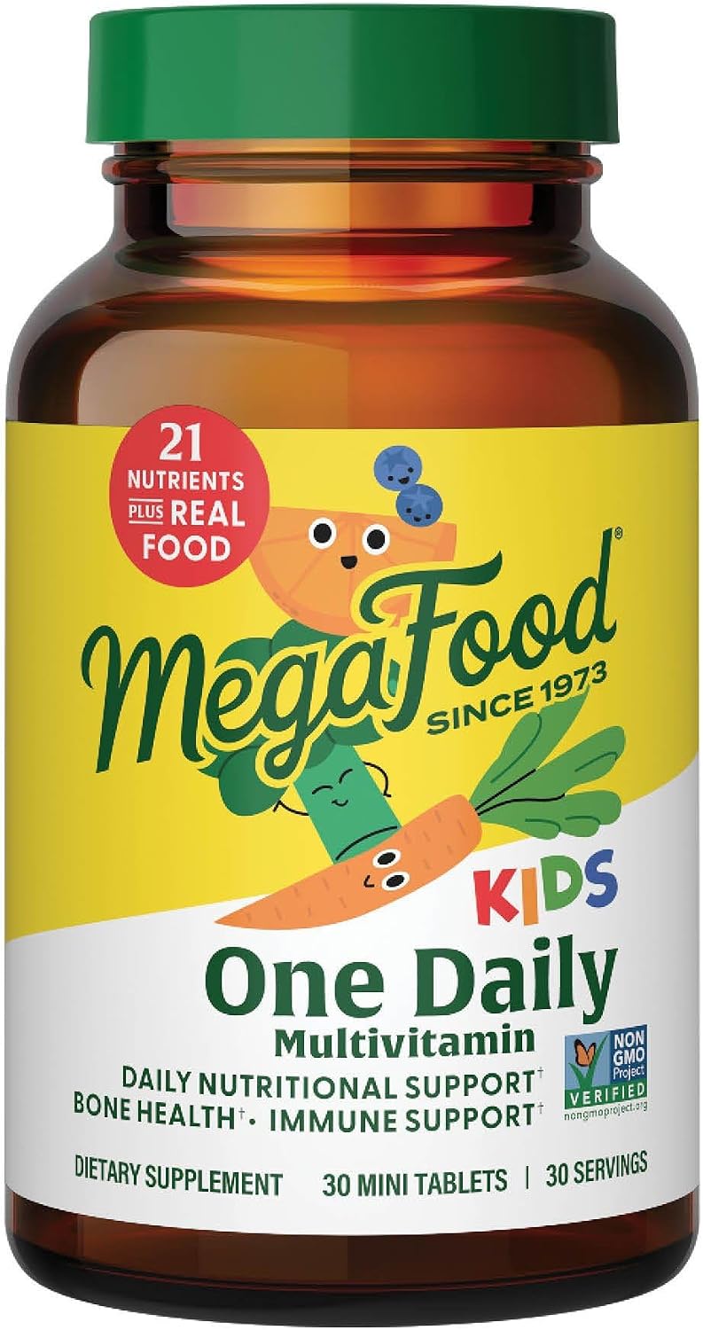 MegaFood Kids One Daily Multivitamin - Mini Tablets with Zinc, Vitamins C, B & D - Vegetarian, Gluten-Free, Non-GMO - 30 Tablets - görsel 1