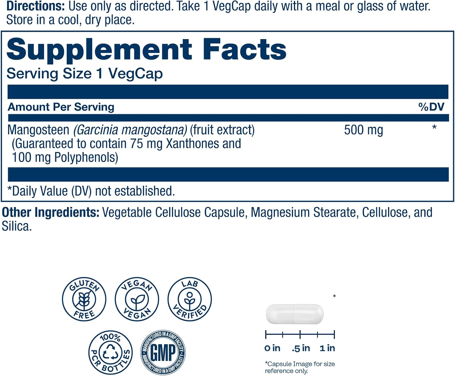 SOLARAY Vital Extracts Mangosteen 500mg - Herbal Supplement with Xanthones & Polyphenols, Vegan & Gluten Free, 60 VegCaps - görsel 2