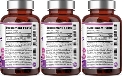 biophix Vitamin D3 10,000 IU – 380 Softgels, Pack of 3