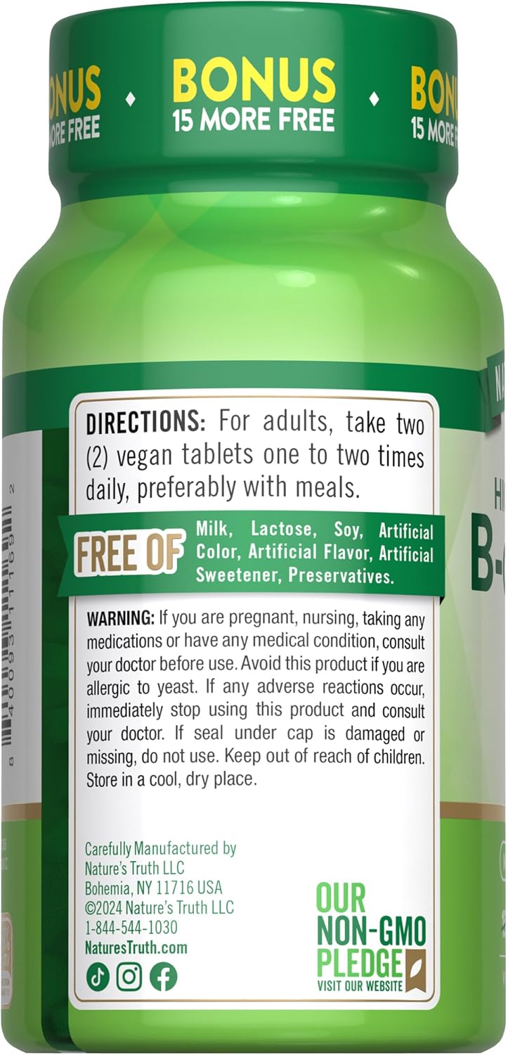 Nature's Truth Vitamin B Complex | 165 Tablets | Plus B12 | Vegan & Non-GMO Supplement - görsel 7