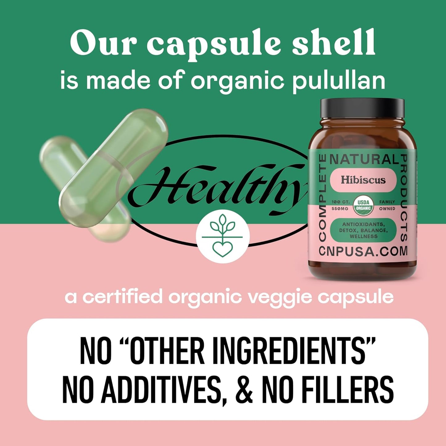 Organic Hibiscus Capsules, 550 mg, 100 Count – Plant-Based Supplement - görsel 7