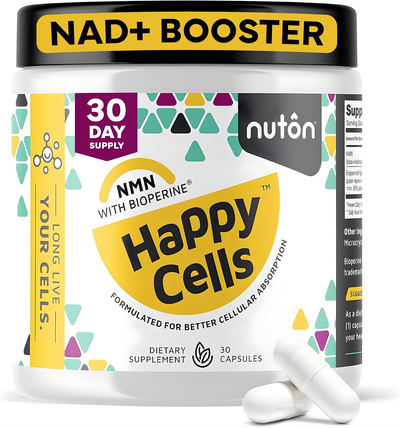Nuton Happy Cells - NMN Supplement with Bioperine for Healthy Ageing and Cellular Repair - görsel 1
