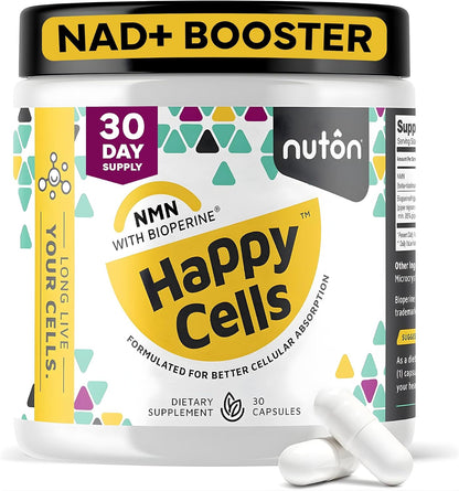 Nuton Happy Cells - NMN Supplement with Bioperine for Healthy Ageing and Cellular Repair