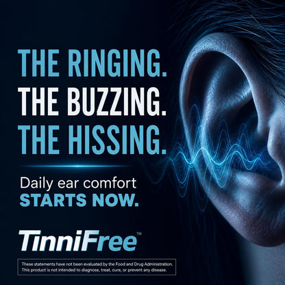 TinniFree Ear & Hearing Support Food Supplement – 23 Premium Ingredients with Ginkgo Biloba, CoQ10, Magnesium & B12 – 60 Capsules