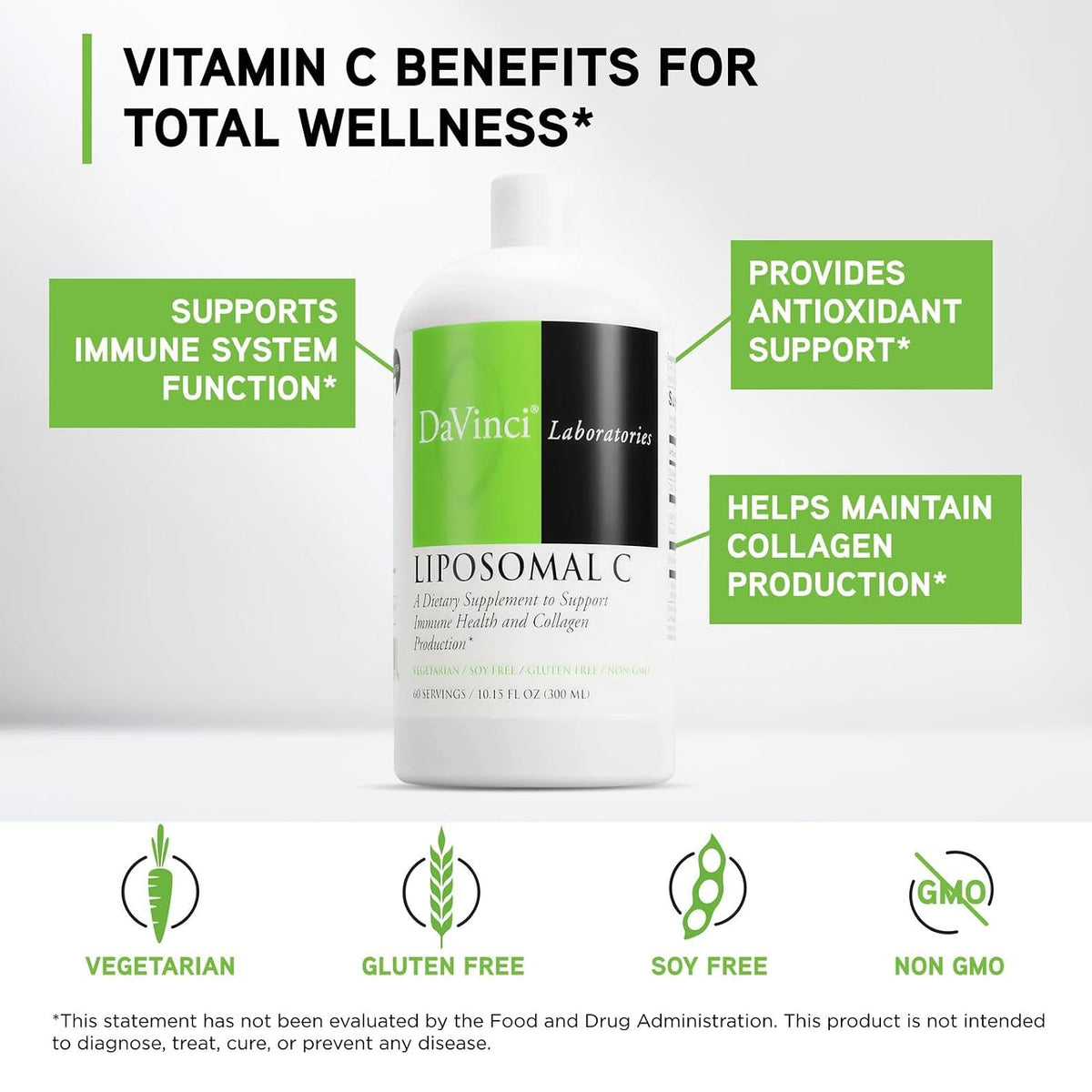 DAVINCI Labs Liposomal C - Collagen Production, Oxidative Stress & Immune Health Support - Liposomal Delivery System - Gluten-free, Vegetarian - 300 ml (60 Servings) - görsel 3
