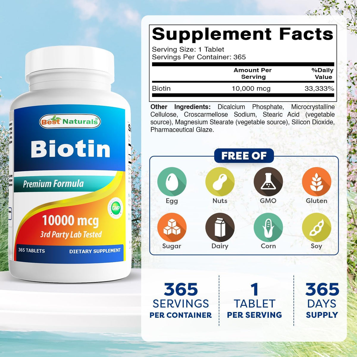 Best Naturals Biotin 10,000 mcg Tablets, 730 Count (2-Pack) - görsel 2