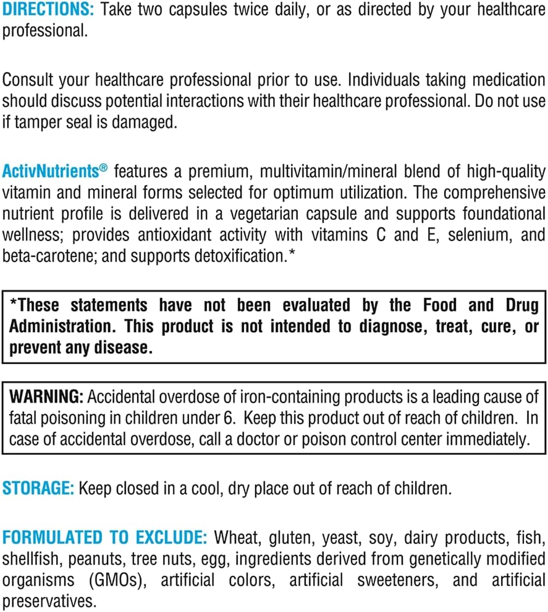 XYMOGEN ActivNutrients - Multivitamin and Multimineral Formula - Wellness, Immune and Energy Support - Active B Vitamins and Chelated Minerals - Vegetarian, Non-GM and Gluten-free - 240 Capsules - görsel 5