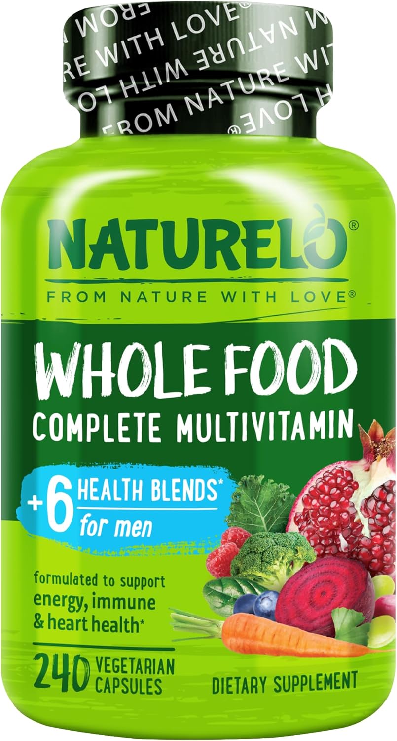 NATURELO Men's Multivitamin - Whole Food Supplement with Vitamins and Minerals, 240 Vegetarian Capsules - görsel 1