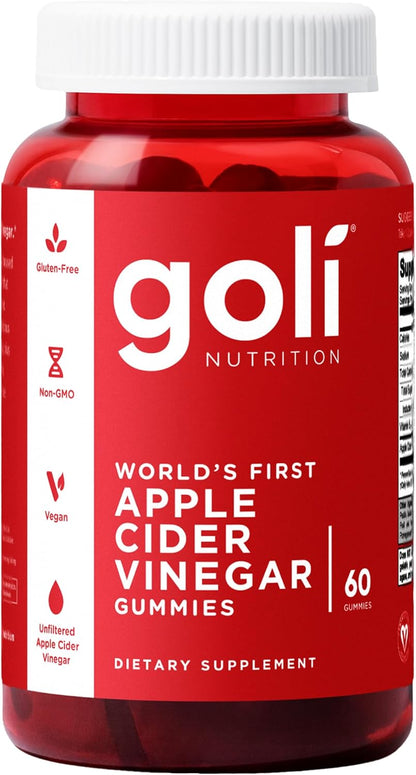 Goli Apple Cider Vinegar Gummies with Vitamin B12, Beetroot & Pomegranate – Vegan, Non-GMO, Gluten-Free, 60 Gummies
