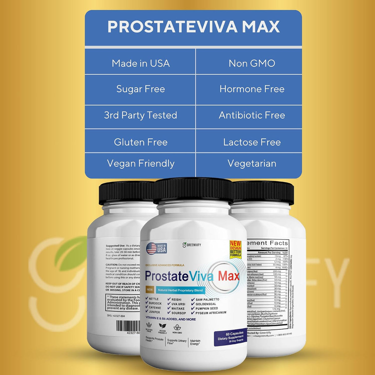 GREENVIFY ProstateViva Max - Maximum Strength Prostate Supplement (300 Capsules) - görsel 3