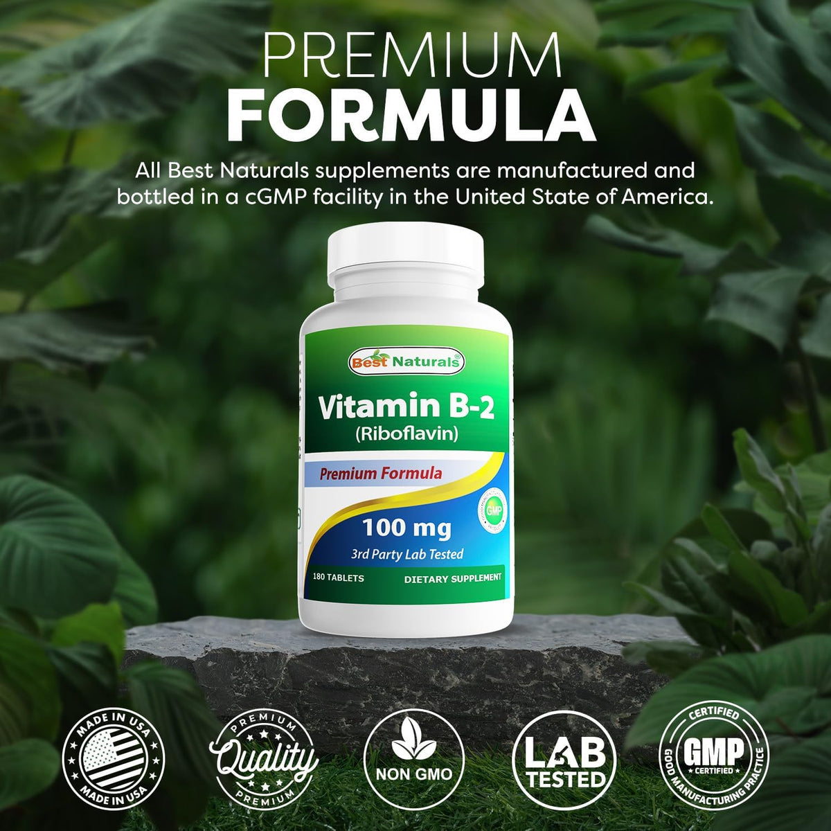 Best Naturals Vitamin B2 (Riboflavin) 100 mg 180 Tablets - Premium Formula - görsel 5