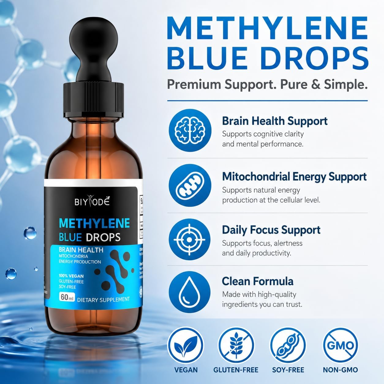 Methylene Blue Drops - Formaldehyde and Alcohol Free - 1% Methylene Blue for Human Undertake - Brain Health Grade - görsel 3