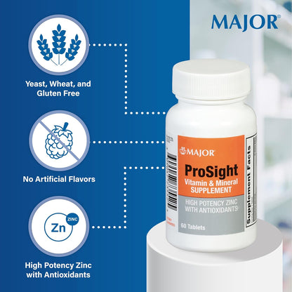 Major ProSight Vitamin and Mineral Supplement – High Potency Zinc with Vitamins, 60 Tablets