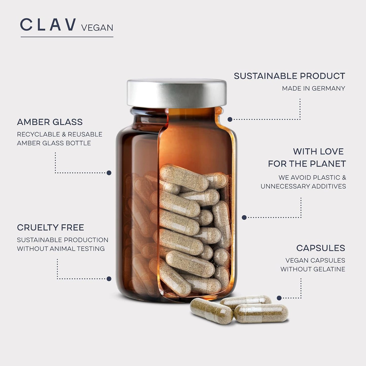 CLAV Pomegranate Extract 1000mg - 40% Ellagic Acid - Vegan Supplement for Heart & Joint Support - 60 Capsules - görsel 7