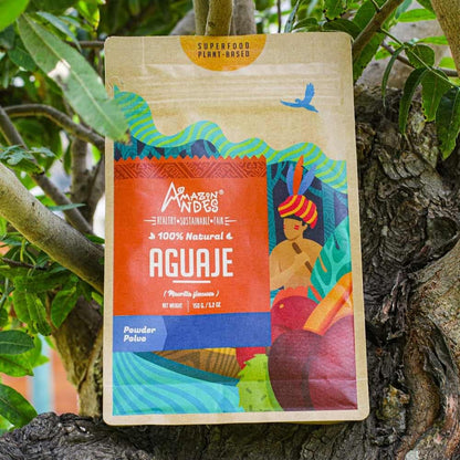 Amazon Andes Aguaje Fruit Powder - Wild Harvested Buriti - Supports Menstrual Comfort - Non-GMO, Vegan, Halal - 147g (40 Servings)