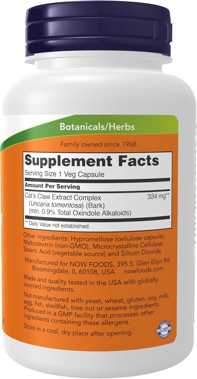 NOW Foods Cat's Claw Extract 10:1 Concentrate, 120 Veg Capsules - görsel 2