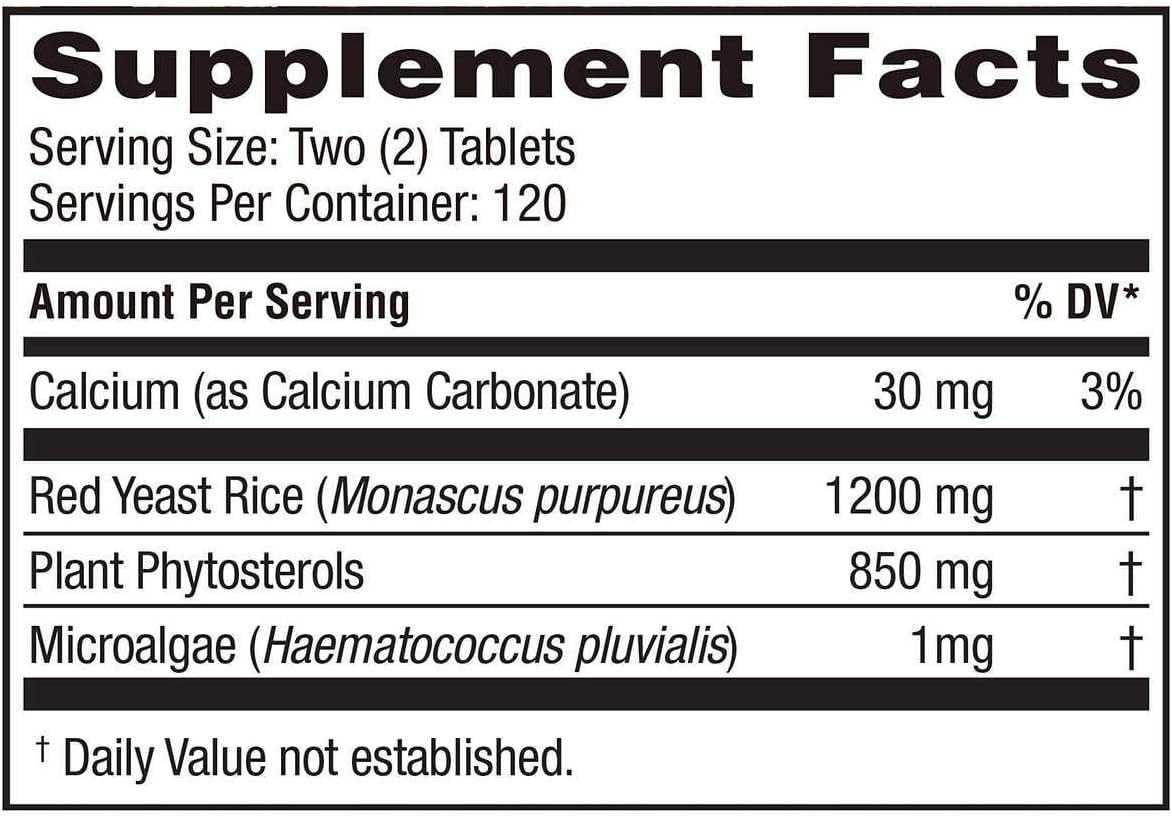 Weider Red Yeast Rice Plus 2-Pack with Phytosterols 1200 mg per 2 Tablets (240 Tablets per Bottle, 2-Pack) - görsel 2