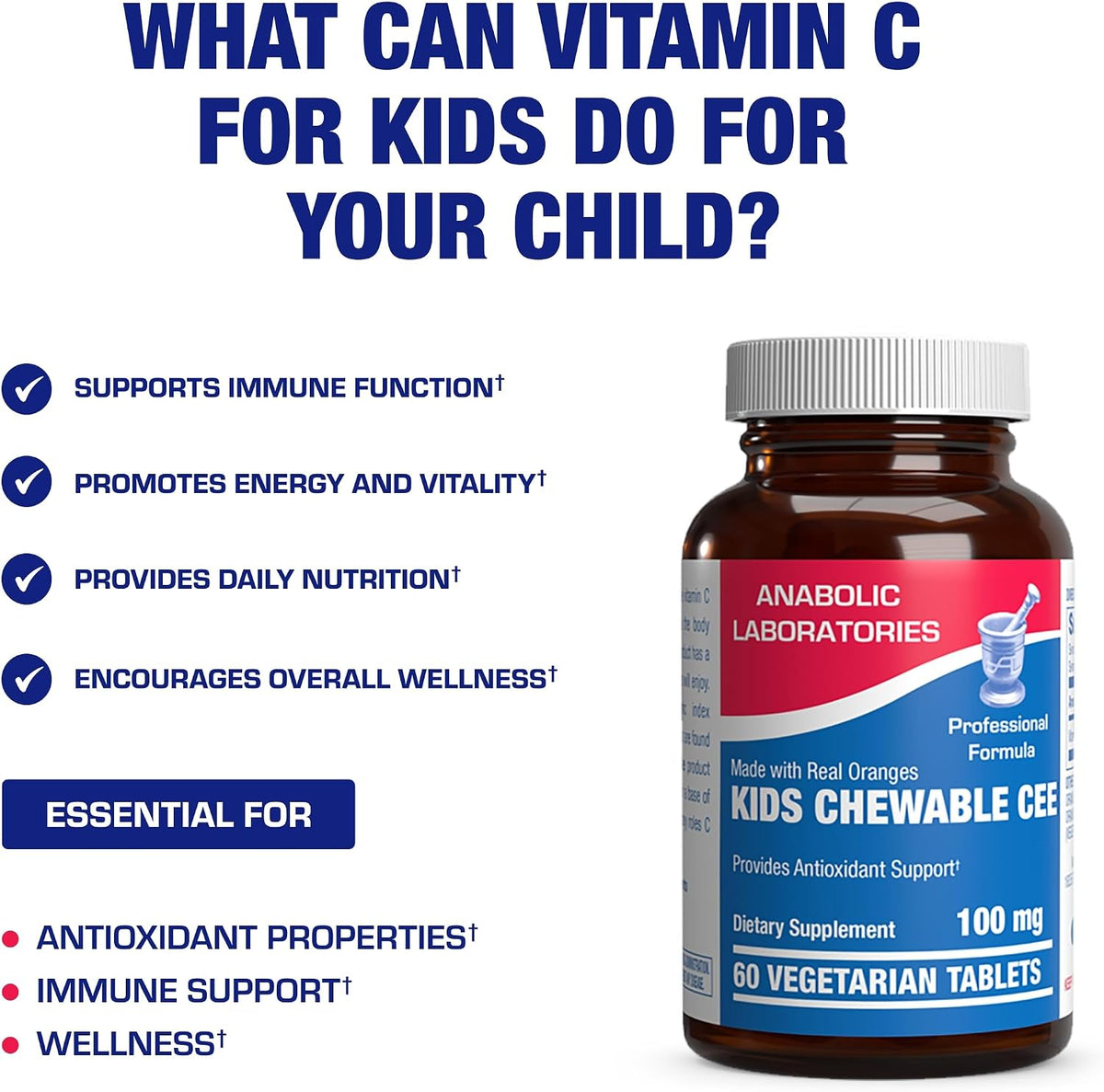 Kids Vitamin C Chewable Tablets – Delicious & Nutritious Chewable Vitamin C for Children's Immune Support and Overall Wellness – Made with Real Oranges and No Artificial Flavours or Colours – 60 Servings - görsel 5