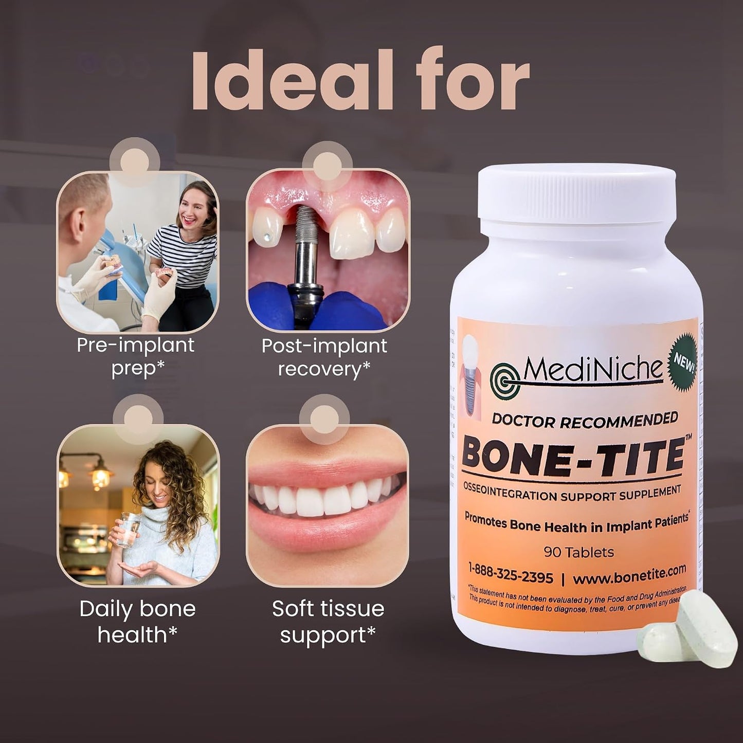 Bone-Tite Osseointegration Support Food Supplement – Key Vitamins, Minerals and Nutrients for Dental Implant Support (90 Tablets) - görsel 5