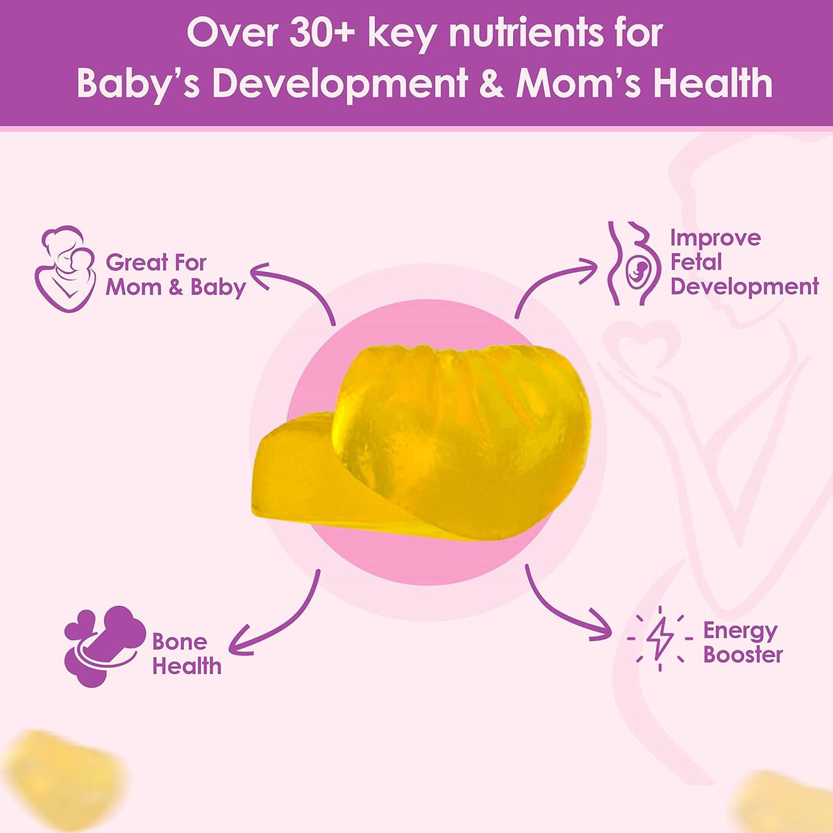 VIDAVITE Sugar Free Prenatal Gummies – 30+ Nutrients for Pregnancy Support - görsel 4