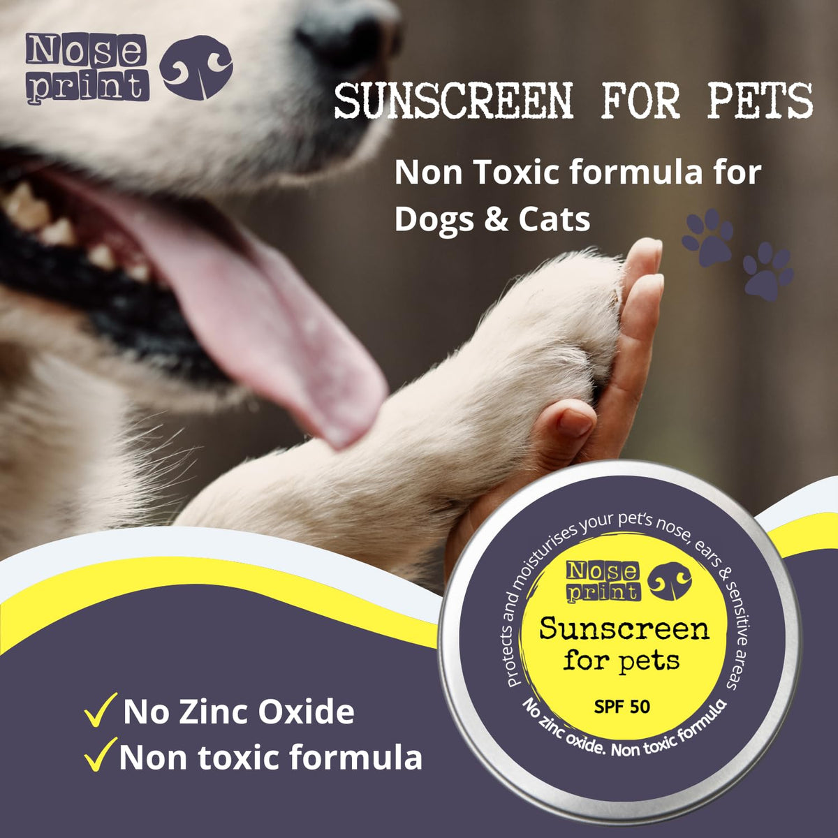 Noseprint SPF 50 Sun Protection Balm for Pets - 30 ml Tin, Moisturising Sunscreen for Dogs and Cats, Non-Toxic Nose and Paw Balm - görsel 5