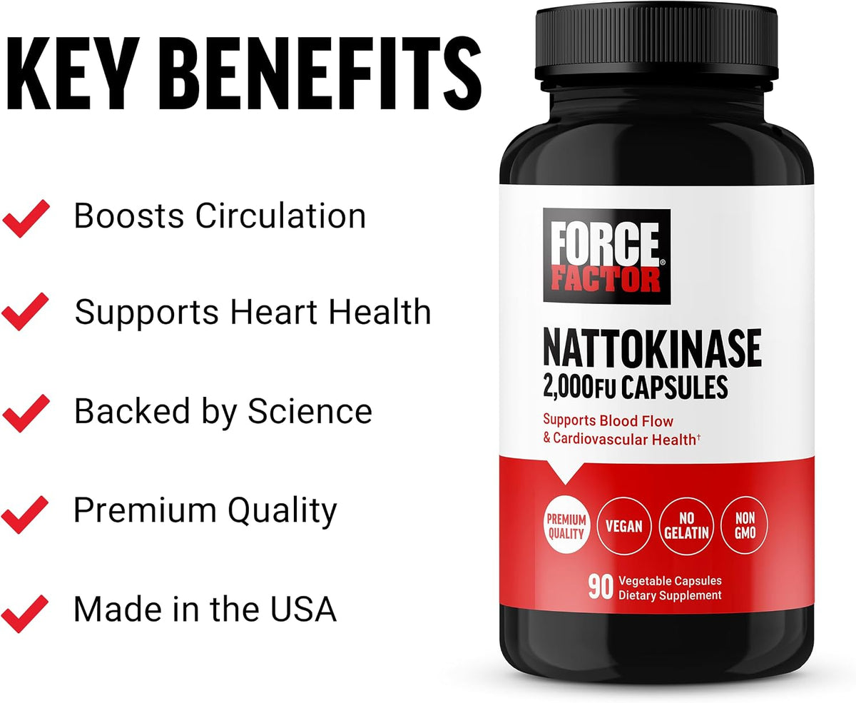 Force Factor Nattokinase 2000 FU, Heart Health & Blood Circulation Support, Non-GMO, Vegan, 90 Veg Capsules - görsel 2
