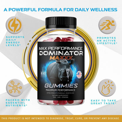 Dominator Maxxx Gummies for Men – 3‑Pack (180 Gummies)