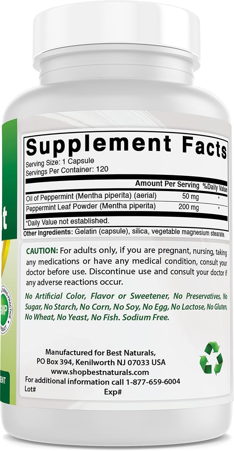 Best Naturals Peppermint Oil 250 mg - 120 Capsules (Pack of 3) - görsel 6