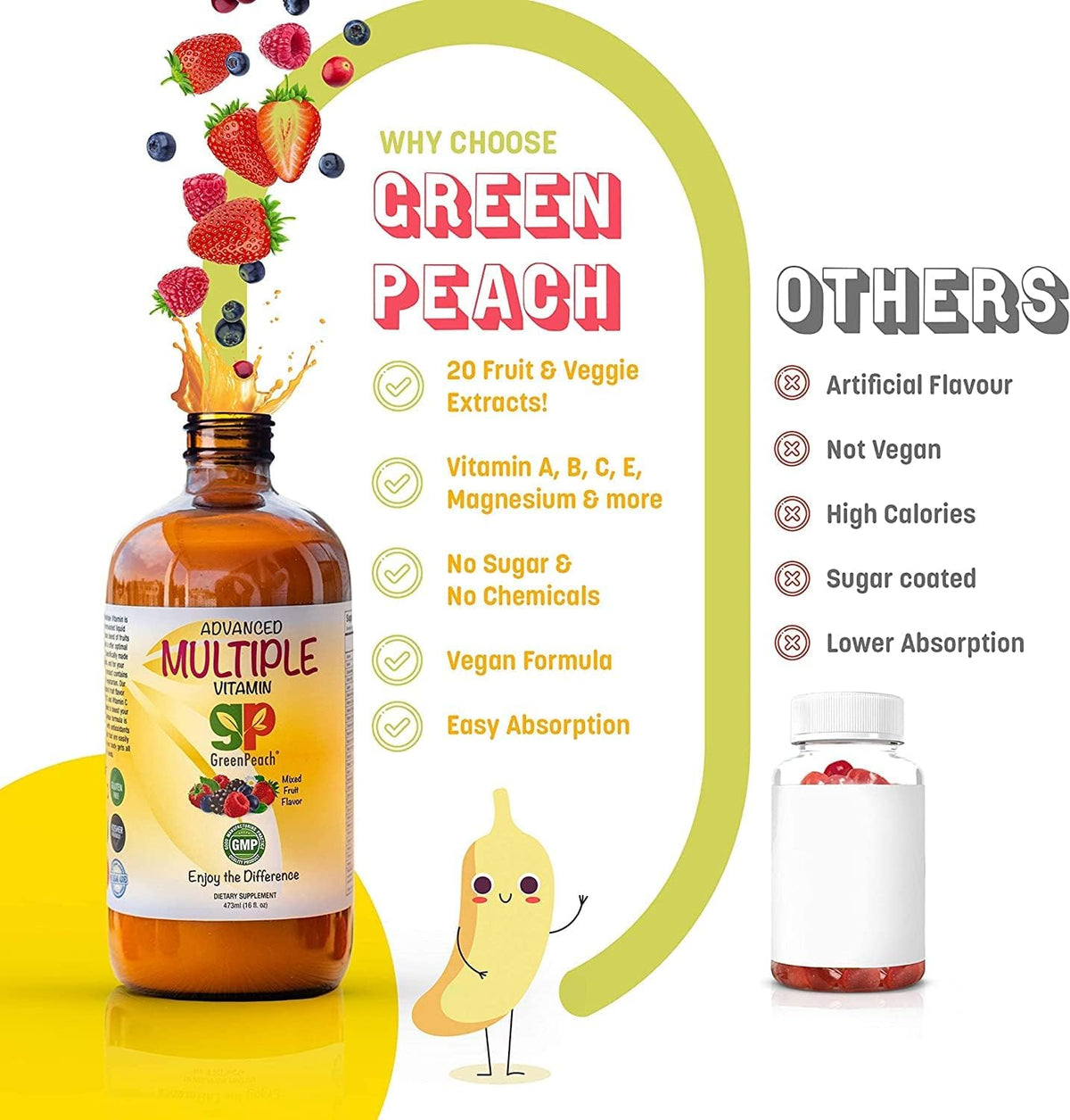 GreenPeach Liquid Children's Multivitamin with Organic Elderberry Syrup for Immune Support - görsel 2