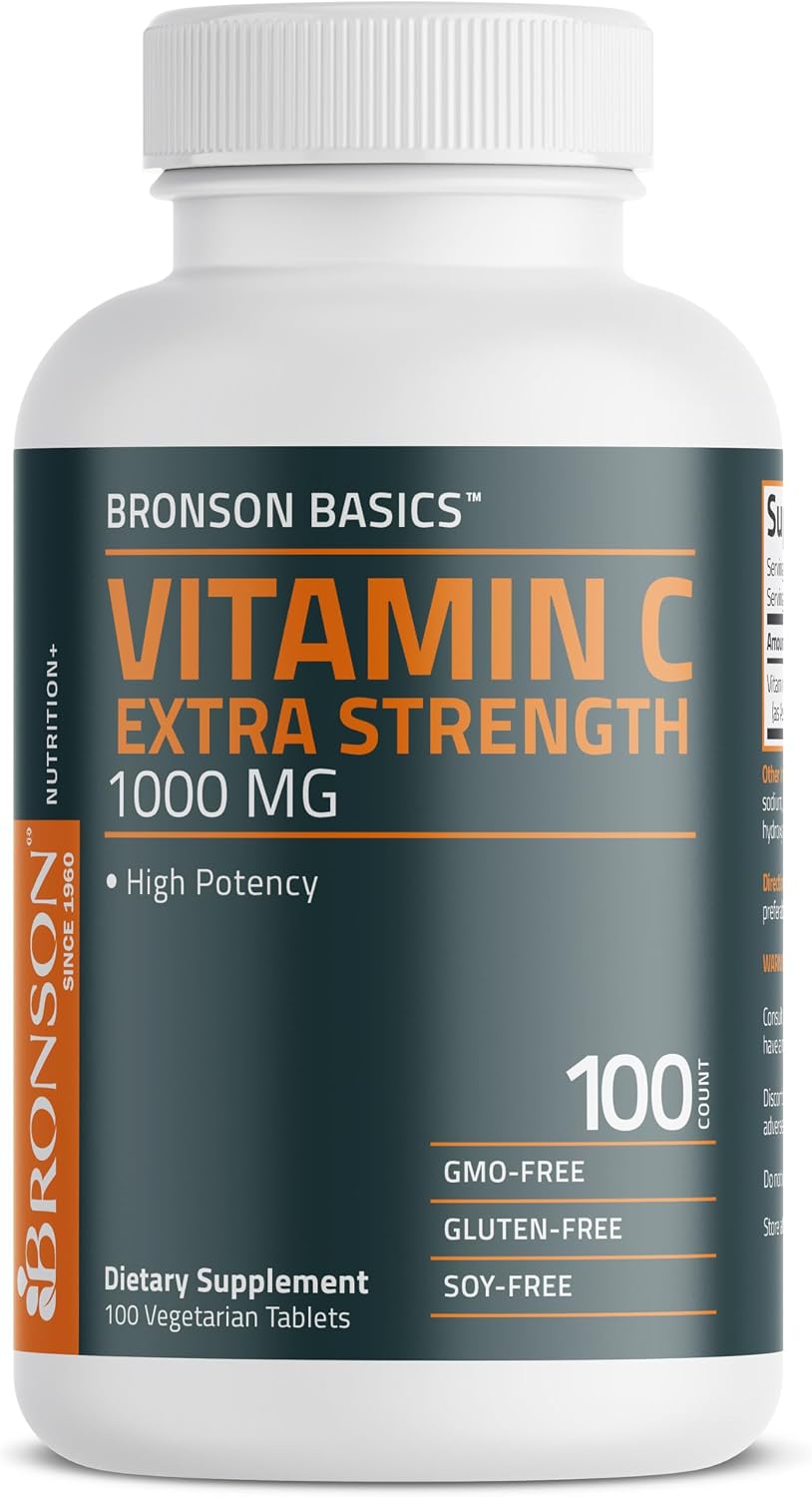 Bronson Vitamin C 1000mg Extra Strength – High Potency Immune Support – 100 Vegetarian Tablets - görsel 5