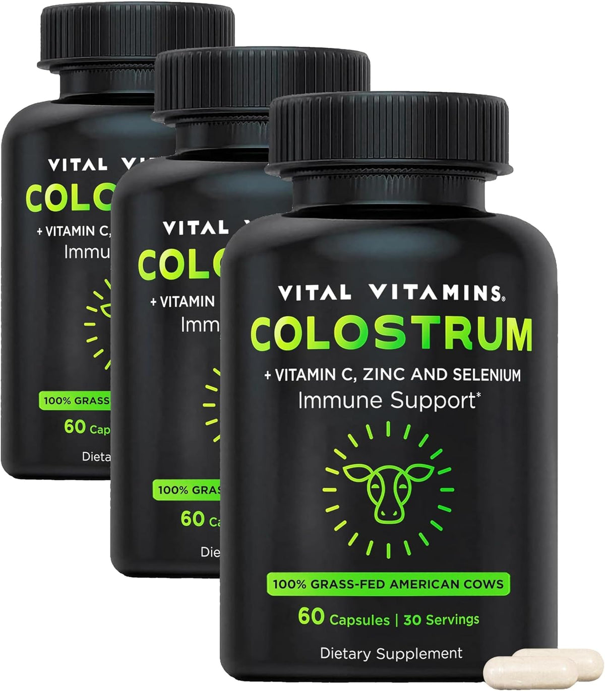Vital Vitamins Colostrum Supplement - Vitamin C, Zinc & Selenium - Grass-Fed - 60 Capsules - görsel 10