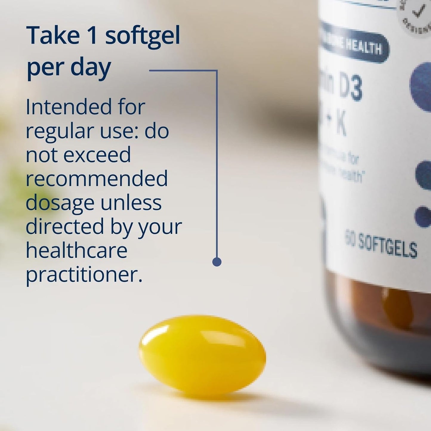 Metagenics Vitamin D3 and K2 5,000 IU with MK-7 – For Immune, Bone and Heart Health – Non-GMO, Gluten-Free – 60 Softgels - görsel 6