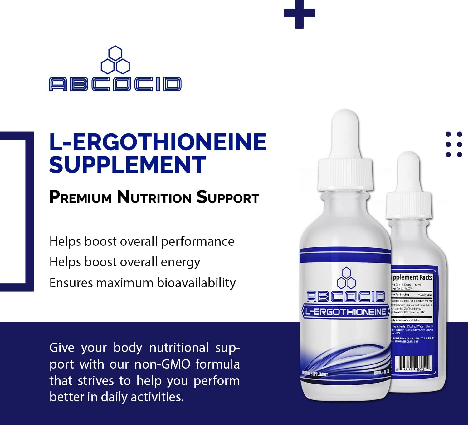 L-Ergothioneine Liquid Supplement 490 mg, 120 ml Liquid, 240 Servings, Made in USA, Quick Absorption, Quality Potent Ingredients, Non-GMO, GMP Certified, Cruelty-Free - görsel 5