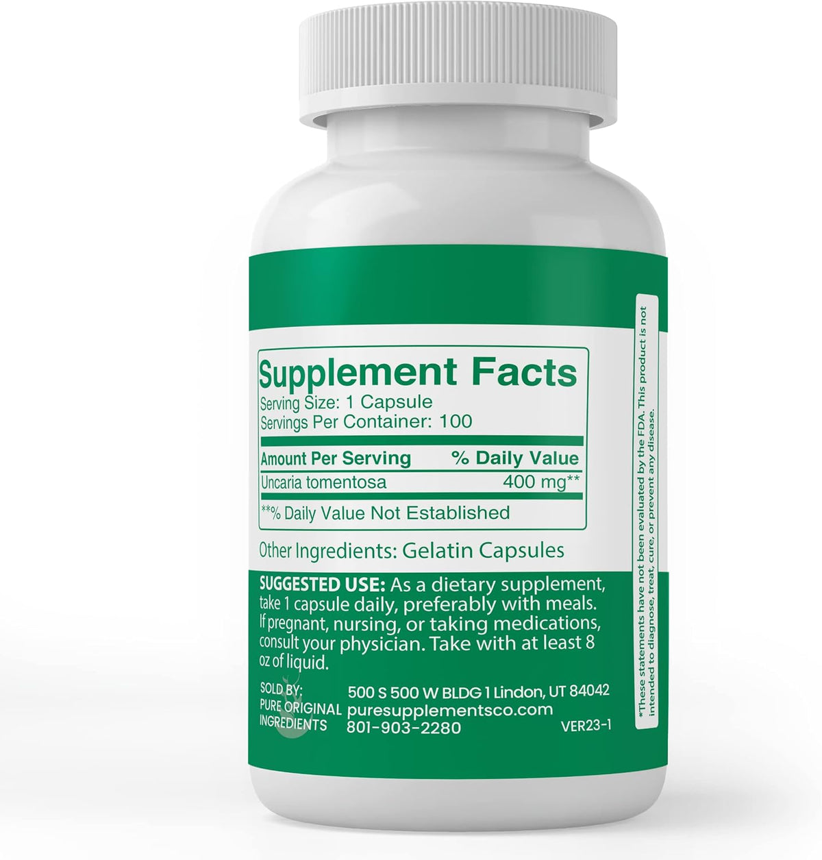 Pure Original Ingredients Cat's Claw Bark, 100 Capsules – Always Pure, No Additives or Fillers, Laboratory Verified - görsel 3