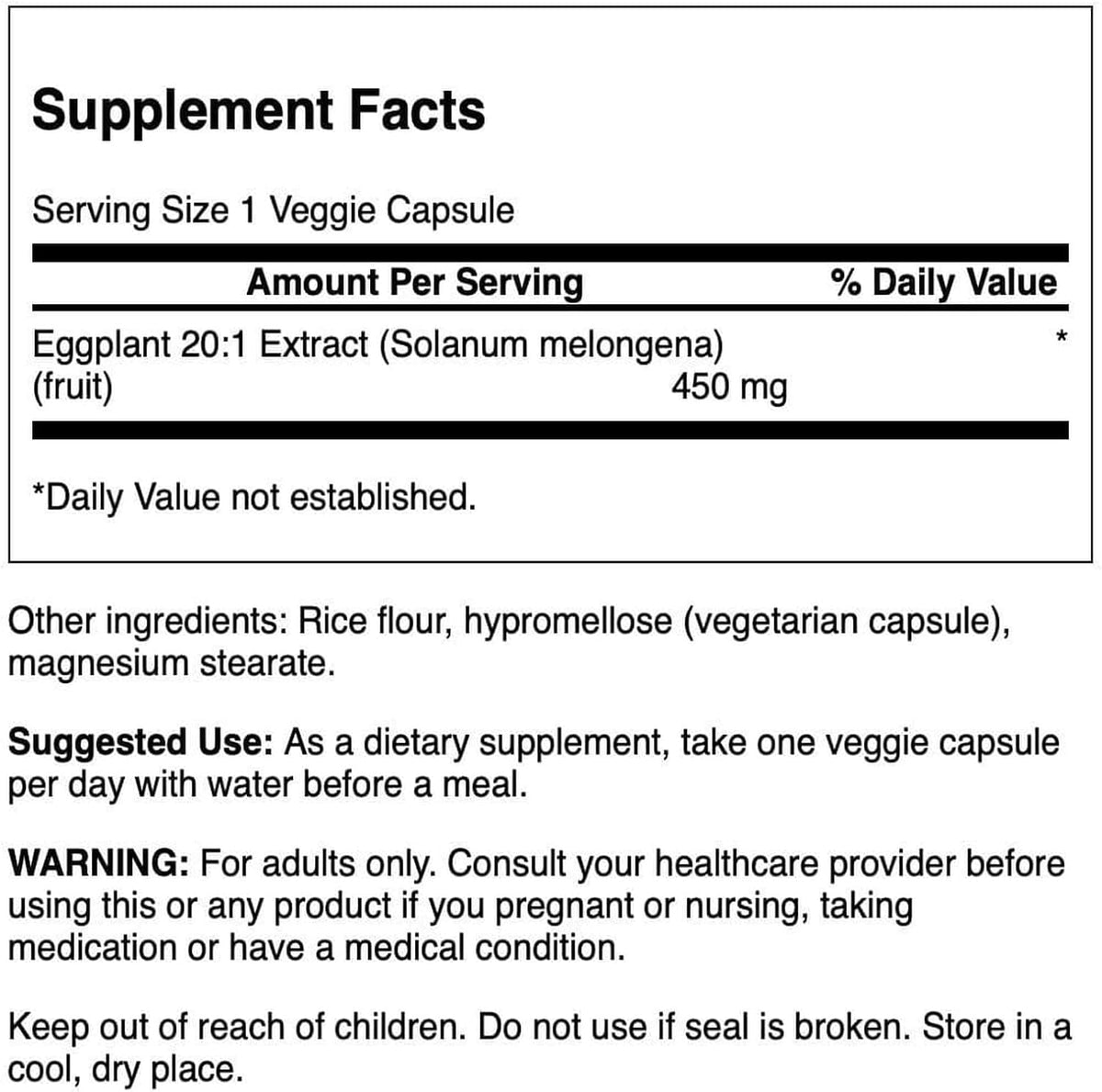Swanson Eggplant Extract 20:1 450mg 30 Veg Capsules - görsel 2